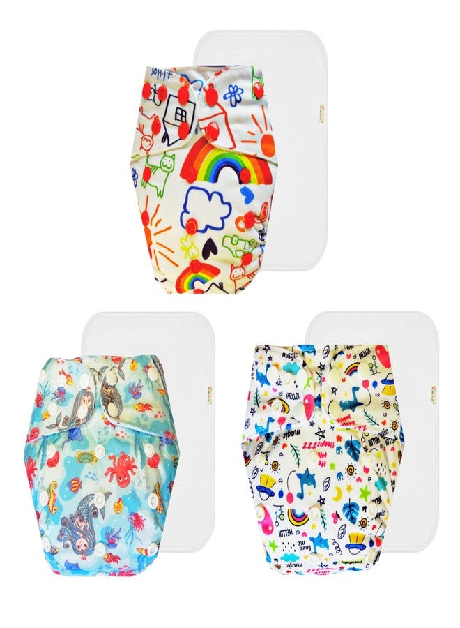 حفاضات دمبلدو القماشية الممتازة مع حشوة قطنية (عبوة من 3 قطع) | ملائمة تمامًا | مانعة للتسرب | أزرار كبس قابلة للتعديل | ضرورية للاستخدام اليومي | من 3 أشهر إلى 3 سنوات | مناسبة للجنسين - Image 1