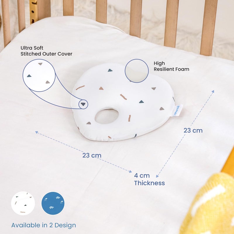 Cherilo Cherilo Memory Foam Head Shaper Baby Pillow for New Born 012 Months Baby Head Corrector Pillow to Prevent Flat Head Syndrome 23x23x4 Cm Cherry Shape Fancy Triangles White - Image 3