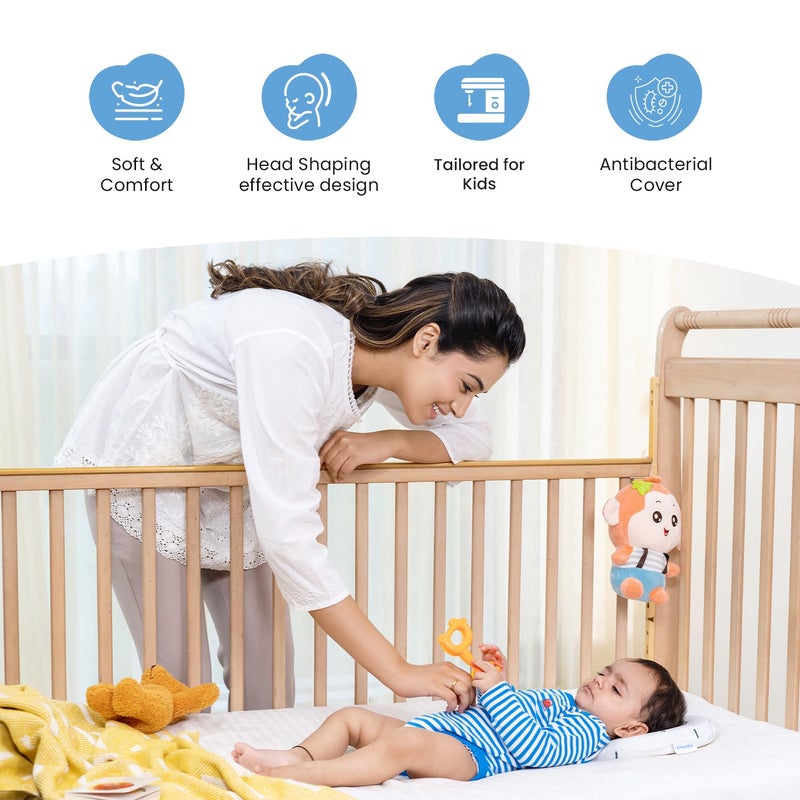 Cherilo Cherilo Memory Foam Head Shaper Baby Pillow for New Born 012 Months Baby Head Corrector Pillow to Prevent Flat Head Syndrome 23x23x4 Cm Cherry Shape Fancy Triangles White - Image 4
