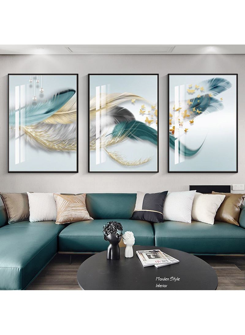 FASHION HOME 3PCS Wall Art Bright Style Minimalist Decor Modern Abstract Canvas Prints Poster Picture Framed Paintings Decorations  - Image 3