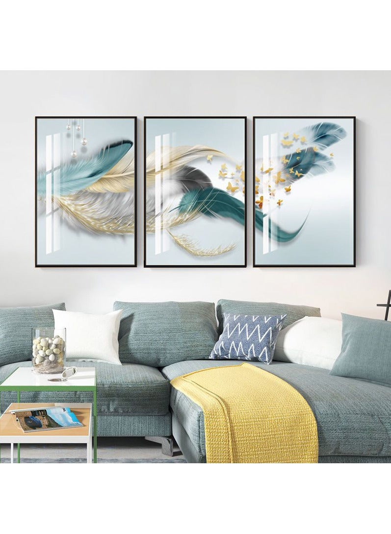 FASHION HOME 3PCS Wall Art Bright Style Minimalist Decor Modern Abstract Canvas Prints Poster Picture Framed Paintings Decorations  - Image 4