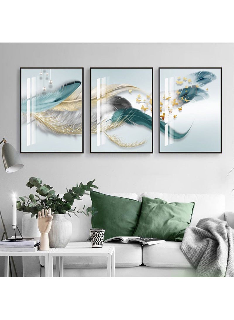 FASHION HOME 3PCS Wall Art Bright Style Minimalist Decor Modern Abstract Canvas Prints Poster Picture Framed Paintings Decorations  - Image 5