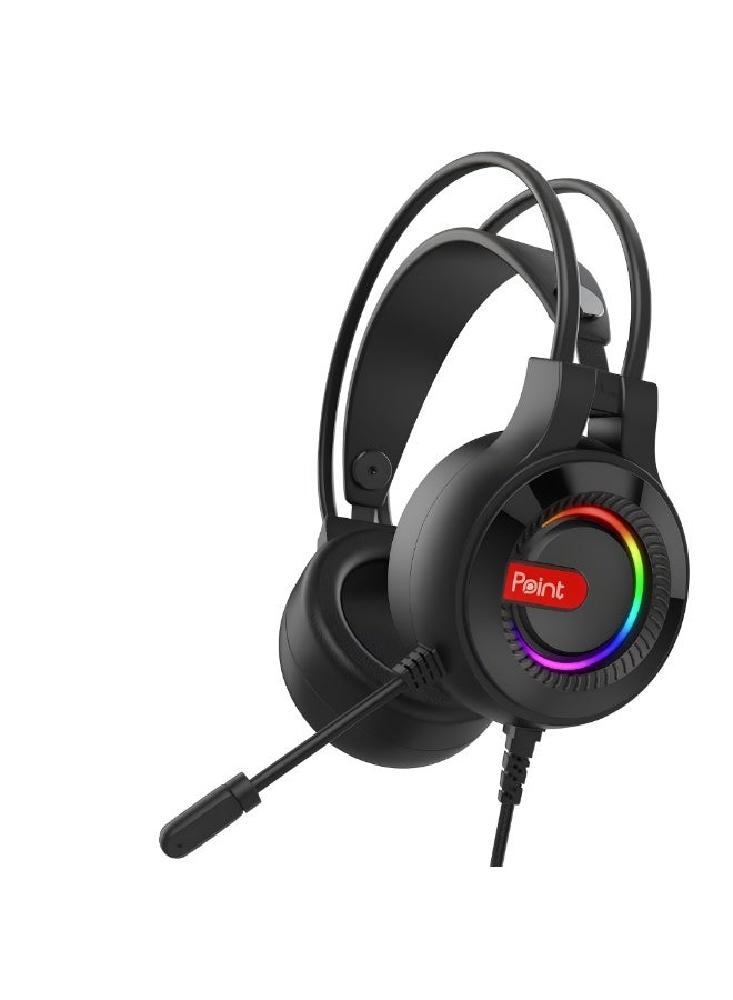 بوينت سماعة الألعاب Point PT-09 بمنفذ ‎3.5‎ مم – وحدة صوت ديناميكية ‎50‎ مم – ميكروفون قابل للتعديل ‎360°‎ – تصميم مريح وخفيف الوزن – متوافقة مع PS4 وPS5 وXBOX- لون اسود - Image 1