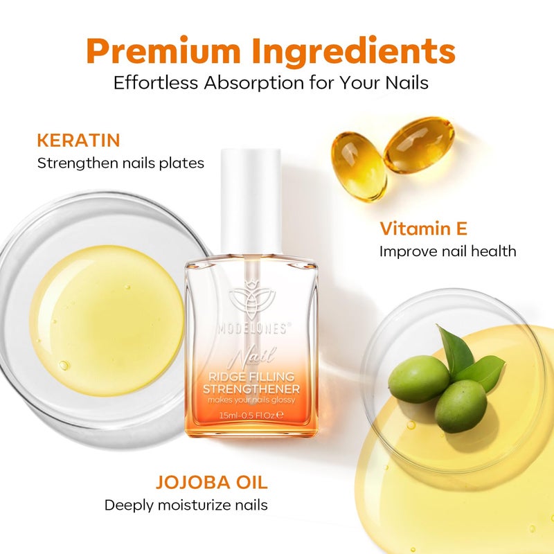 modelones Nail Strengthener Clear Nail Polish Repair for Damaged Nail Hardener Extra Strong and Growth Crystal Clear 15ml - Image 4