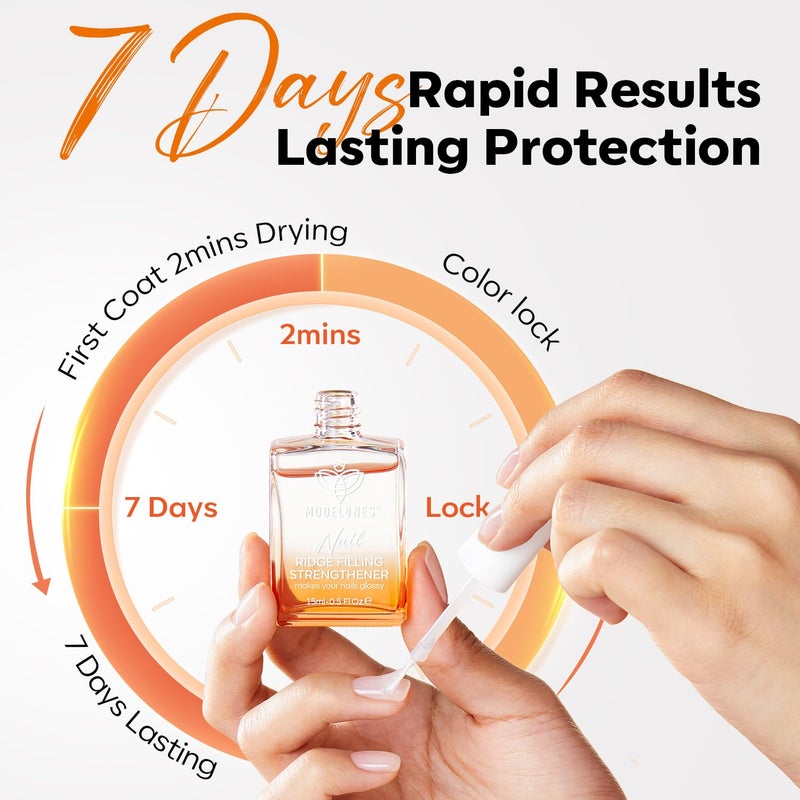 modelones Nail Strengthener Clear Nail Polish Repair for Damaged Nail Hardener Extra Strong and Growth Crystal Clear 15ml - Image 5