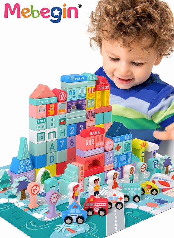 MEBEGIN 108PCS Building Blocks Set with Storage Bucket, Colorful Building Toys, Educational Learning Toys, DIY Stacking Toy Kit, Creative STEM Toy, Good Helper for Parent-child Entertainment, Ideal Gift for Kids - Image 1