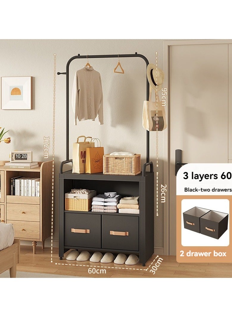 XiuWoo Multifunctional Modern Simple Style Clothes Storage Hanging Wardrobe Coat Rack Shoes Rack with 2 Drawer Organizer Bags For Home Bedroom - Image 1