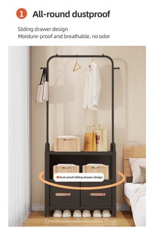 XiuWoo Multifunctional Modern Simple Style Clothes Storage Hanging Wardrobe Coat Rack Shoes Rack with 2 Drawer Organizer Bags For Home Bedroom  - Image 2