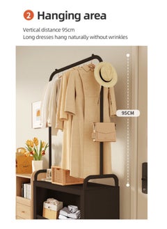 XiuWoo Multifunctional Modern Simple Style Clothes Storage Hanging Wardrobe Coat Rack Shoes Rack with 2 Drawer Organizer Bags For Home Bedroom  - Image 3