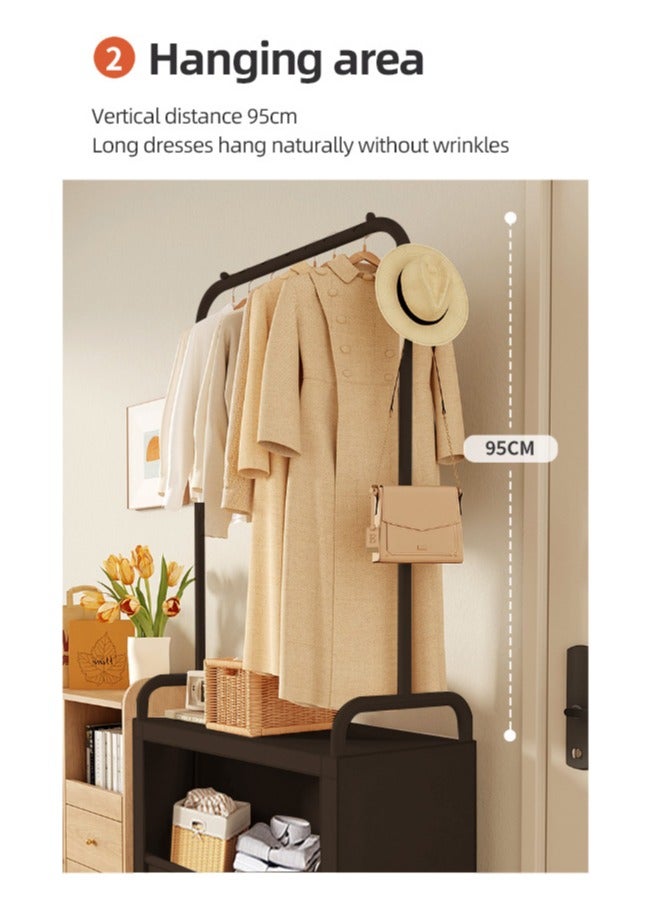 XiuWoo Multifunctional Modern Simple Style Clothes Storage Hanging Wardrobe Coat Rack Shoes Rack with 2 Drawer Organizer Bags For Home Bedroom - Image 3