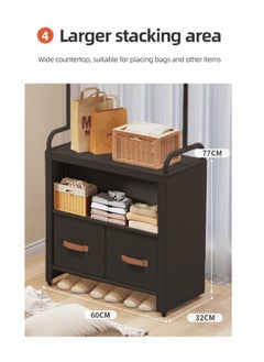 XiuWoo Multifunctional Modern Simple Style Clothes Storage Hanging Wardrobe Coat Rack Shoes Rack with 2 Drawer Organizer Bags For Home Bedroom  - Image 5