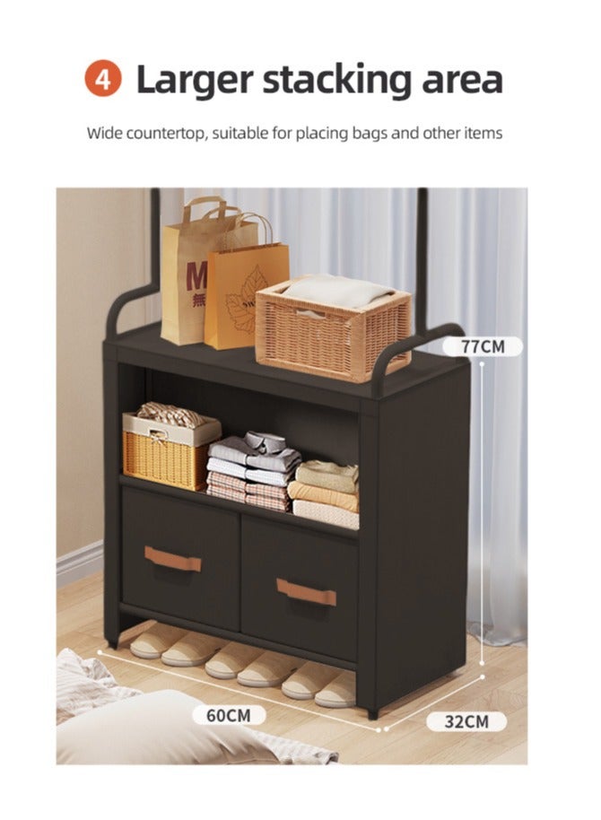 XiuWoo Multifunctional Modern Simple Style Clothes Storage Hanging Wardrobe Coat Rack Shoes Rack with 2 Drawer Organizer Bags For Home Bedroom - Image 5