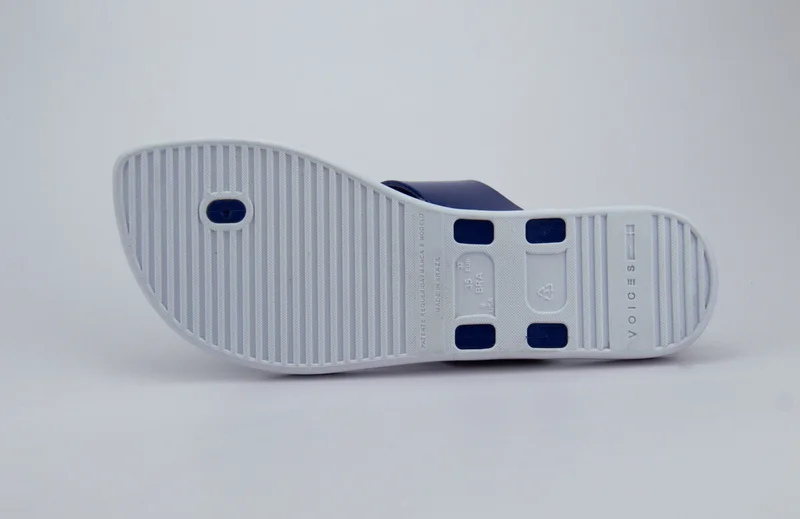 Voices Look Estampa Women'S Printed Sole Single Strap Sandals - White/Navy