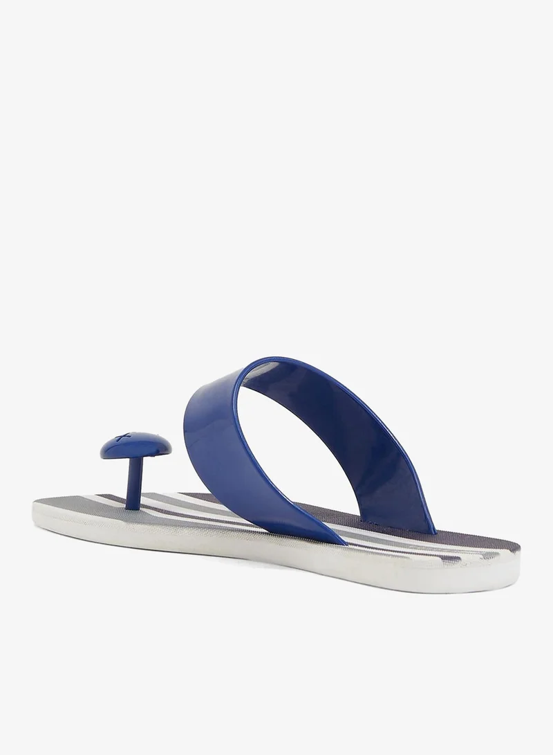 Voices Look Estampa Women'S Printed Sole Single Strap Sandals - White/Navy