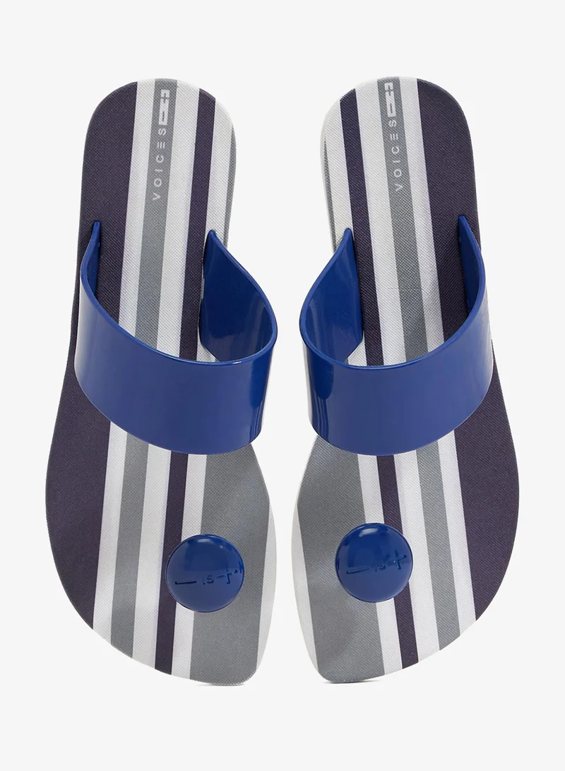 Voices White-Navy-Navy Look Estampa Women'S Printed Sole Single Strap Sandals - White/Navy for Women | Best Price UAE
