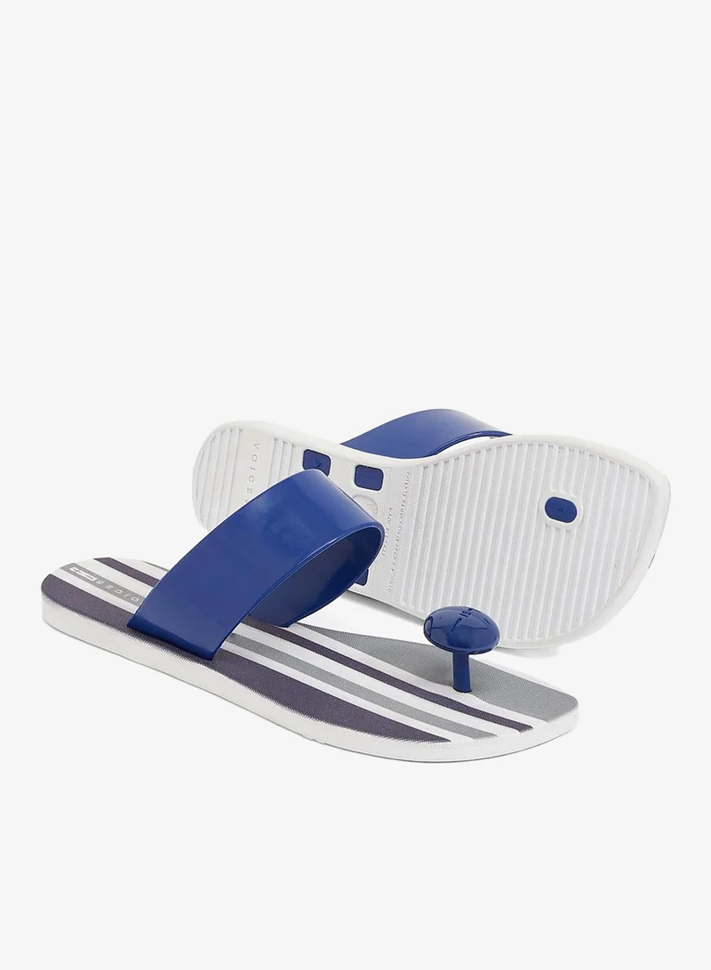Voices White-Navy-Navy Look Estampa Women'S Printed Sole Single Strap Sandals - White/Navy for Women | Best Price UAE