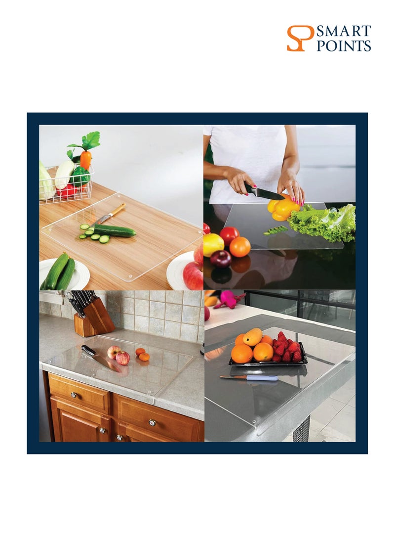 SMARTPOINTS Acrylic Cutting Boards for Kitchen Counter, Clear Cutting Board for Countertop, Cutting Board with Counter Lip, Anti-Slip Kitchen Clear Cutting Board for Countertop Protector(18x14 in)  - Image 4