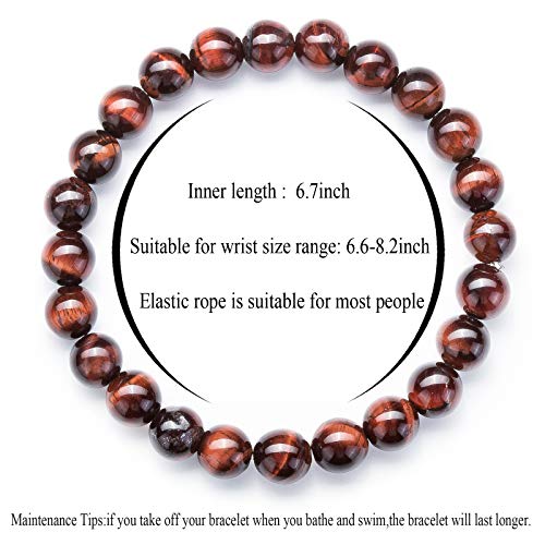 Hamoery Men Women 8mm Natural Stone Lava Rock Diffuser Bracelet Elastic Yoga Agate Beads Bracelet Bangle - Image 4