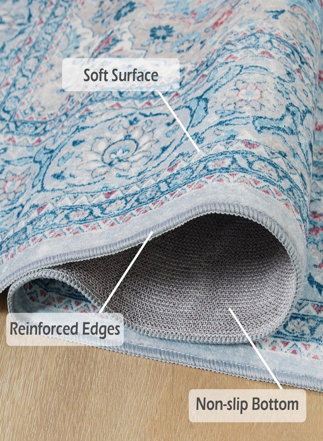 Goideal Washable Rug 4x6, Blue Area Rugs Non Slip, Indoor Low Pile Carpet with Rubber Backing for Living Room Kitchen Bathroom Entryway Office Bedroom - Image 5
