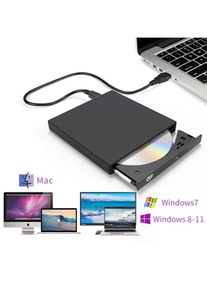 External Usb Dvd Drive Cd Recorder Suitable For Laptops Desktops All-in-one Mobile Computers Universal Optical Drive-Color:Black  - Image 1