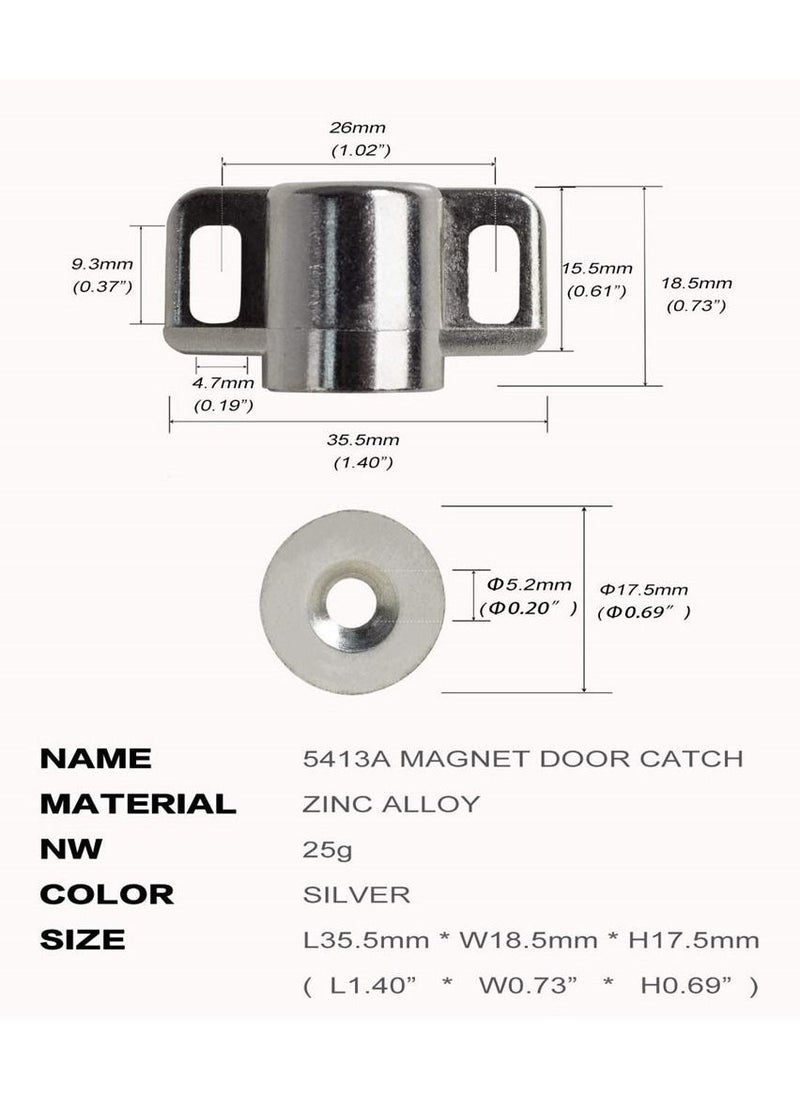 Generic - 4 Pack Magnetic Cabinet Door Catch with Magnets for Cabinet Door Latch Closer, Cabinet Magnetic Catch for Kitchen Closet Door Closing Magnetic Door Catch Closer, Silver - Image 1
