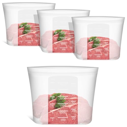 Annaklin Reusable Storage Bags Extra Large 08 Gallon101 floz3000 ml 4 Pack 100 Silicone Food Storage Bags Stand Up Zip Lock for Large Food Items Freezer Microwave Oven Dishwasher Safe Translucent - Image 1