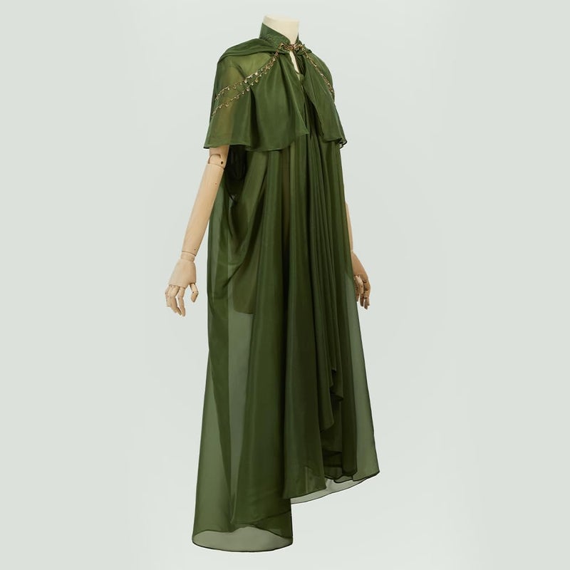miccostumes Women's Chiffon Cloak Medieval Princess Elf Costume Cape with Hooded Halloween (green, LXL) - Image 3