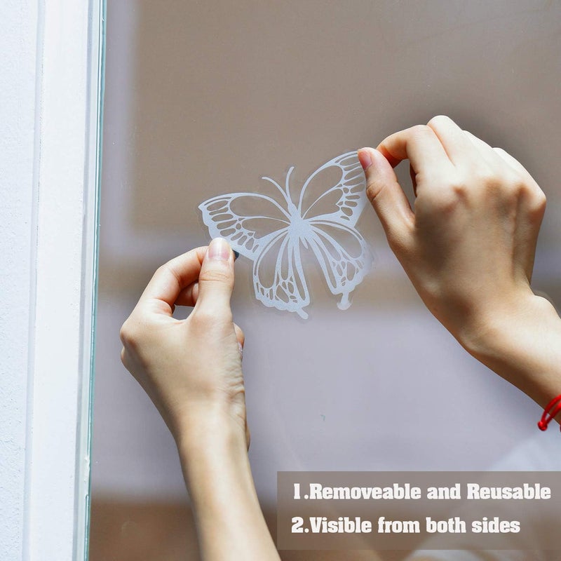 Outus 32 Pieces Window Strike Prevention Stickers Decals Anti Collision Window Clings Hummingbird Butterfly Leaf Shapes Stickers Window Stickers Prevent Bird Strikes on Glass (Butterfly Style) - Image 3