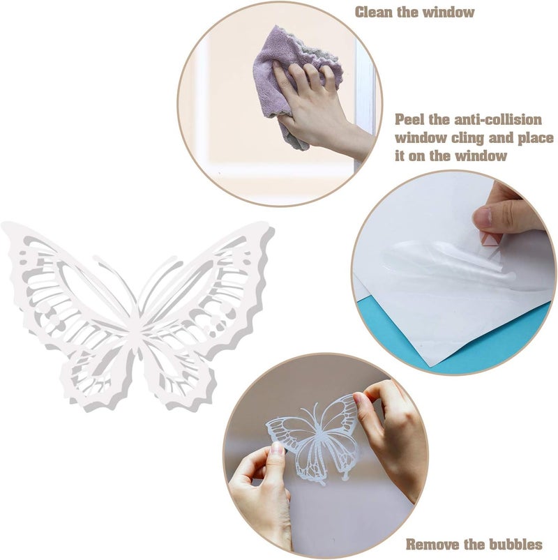 Outus 32 Pieces Window Strike Prevention Stickers Decals Anti Collision Window Clings Hummingbird Butterfly Leaf Shapes Stickers Window Stickers Prevent Bird Strikes on Glass (Butterfly Style) - Image 2