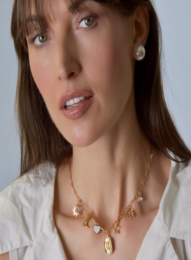 هامبل شيك نيويورك قلادة ساحرة ذهبية اللون للنساء - قلادة رعاة البقر الغربية للنساء، مجوهرات ريفية عصرية مع قبعة راعية بقر، حذاء رعاة البقر، قلب، تعليقات بوهيمية، سلسلة مميزة بمشبك ورق ذهبي اللون - Image 2