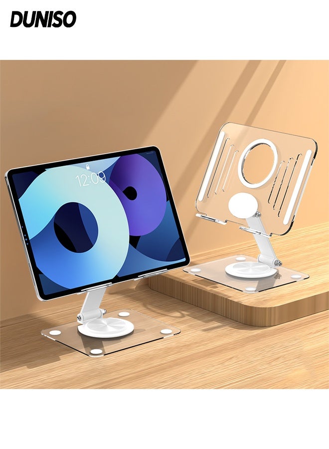 DUNISO Foldable Laptop Stand 360° Rotating Base Ergonomic Air Ventilated Laptop Riser Holder Adjustable Height Non-slip Acrylic Portable Tablet Desktop Stand PC Office Accessories for 4.7-16.5" iPads, Laptops， Tablets, Portable Monitors, Kindle - Image 1