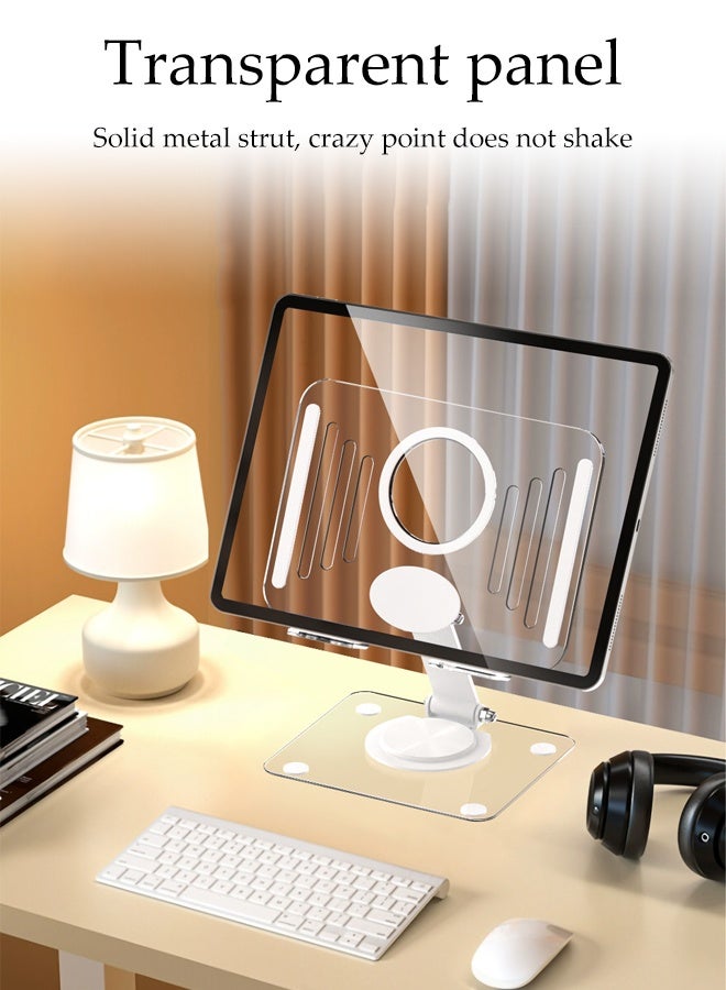 DUNISO Foldable Laptop Stand 360° Rotating Base Ergonomic Air Ventilated Laptop Riser Holder Adjustable Height Non-slip Acrylic Portable Tablet Desktop Stand PC Office Accessories for 4.7-16.5" iPads, Laptops， Tablets, Portable Monitors, Kindle - Image 4