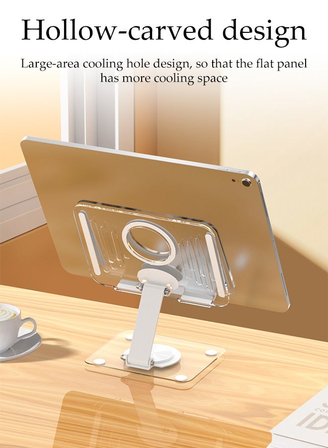 DUNISO Foldable Laptop Stand 360° Rotating Base Ergonomic Air Ventilated Laptop Riser Holder Adjustable Height Non-slip Acrylic Portable Tablet Desktop Stand PC Office Accessories for 4.7-16.5" iPads, Laptops， Tablets, Portable Monitors, Kindle - Image 3