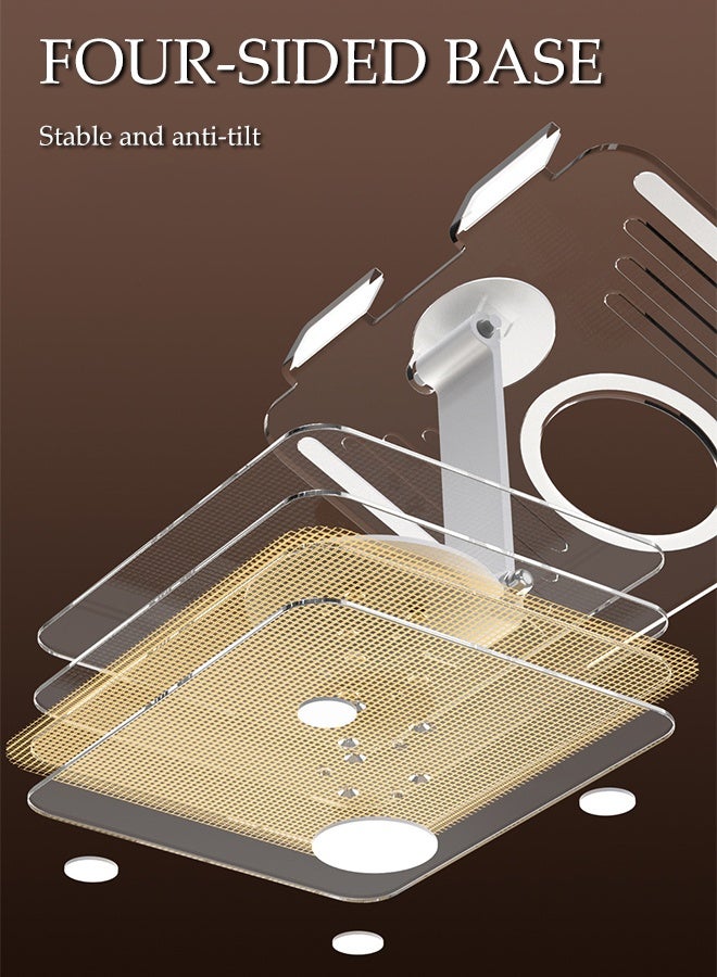 DUNISO Foldable Laptop Stand 360° Rotating Base Ergonomic Air Ventilated Laptop Riser Holder Adjustable Height Non-slip Acrylic Portable Tablet Desktop Stand PC Office Accessories for 4.7-16.5" iPads, Laptops， Tablets, Portable Monitors, Kindle - Image 2