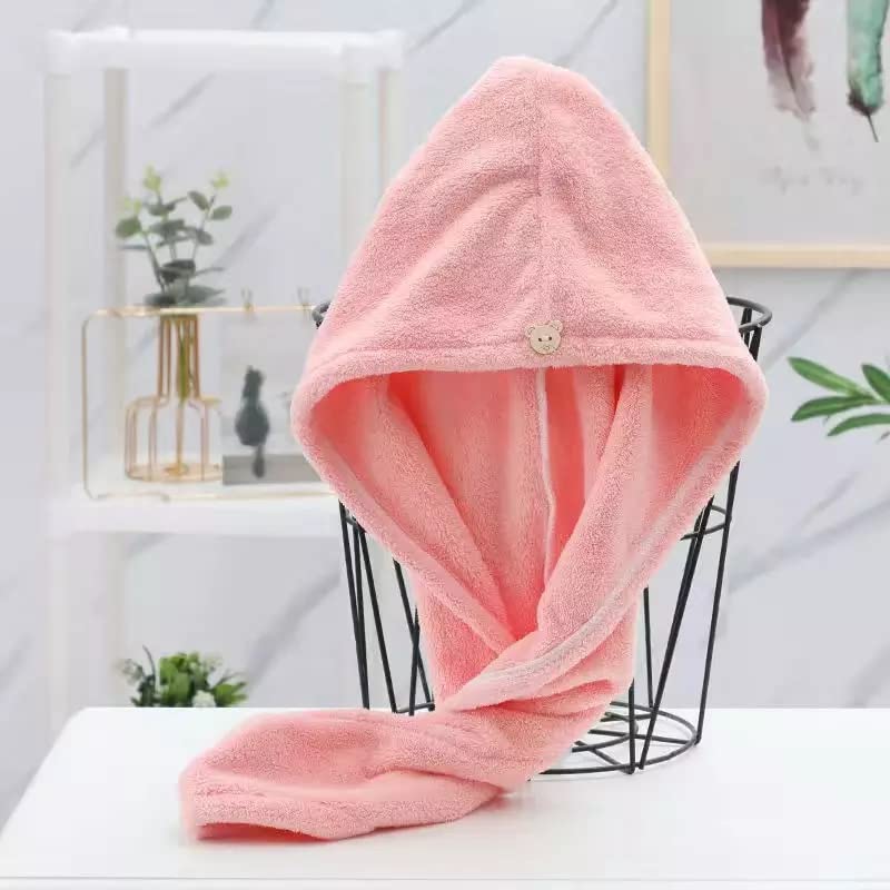 Bluwings Microfiber Hair Wrap Super Absorbent Ultra Soft Turban Hair-Drying Quick Bath Shower Caps Magic Bathrobe Hair Warp Salon Head Towel for Women and Girls (Pink) - Image 5