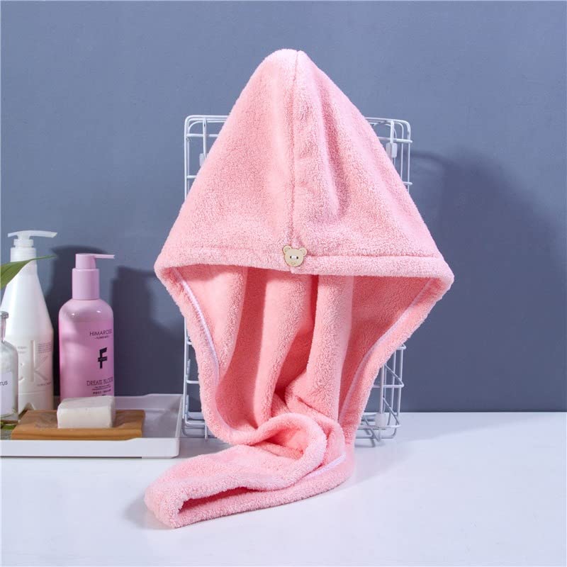 Bluwings Microfiber Hair Wrap Super Absorbent Ultra Soft Turban Hair-Drying Quick Bath Shower Caps Magic Bathrobe Hair Warp Salon Head Towel for Women and Girls (Pink) - Image 1