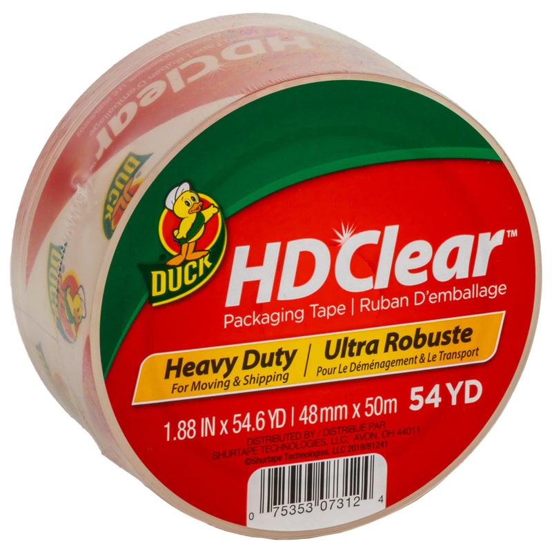 Duck Duck HD Clear Heavy Duty Packing Tape Refill, 1.88 Inch x 54.6 Yard, 1 Roll (297438)  - Image 1
