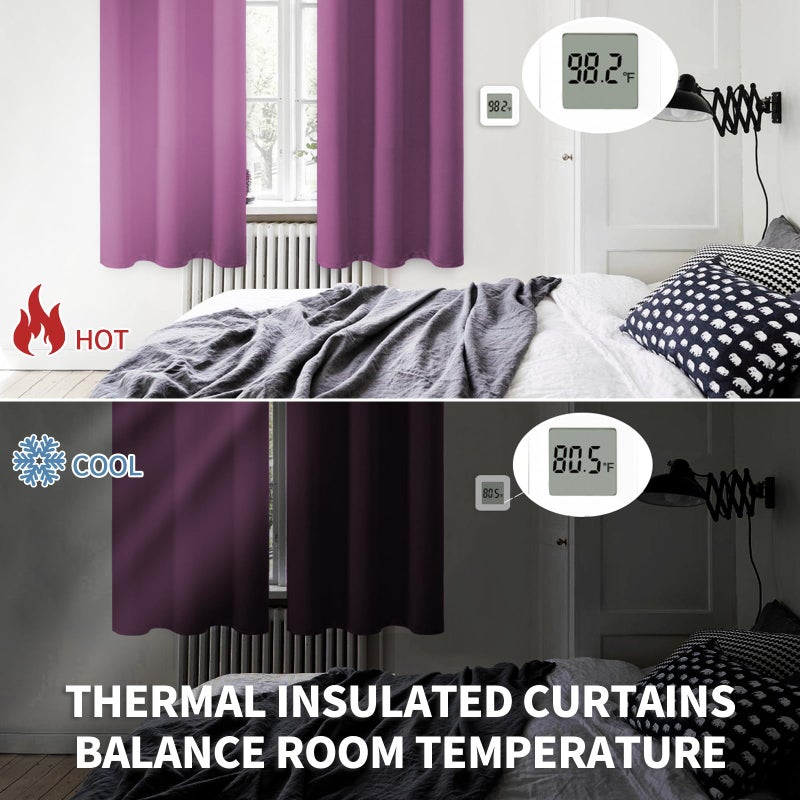 BGment Room Darkening Curtains 72 Inches Long - Grommet Thermal Insulated Drapes Window Treatment Curtains for Bedroom  2 Panels  52 x 72 Inch  Eggplant Purple - Image 3