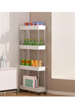 spa luxetique Slim Rolling Storage Cart 4 Tier Bathroom Organizer Mobile Shelving Unit Utility Cart Tower Rack for Kitchen Laundry Narrow Places, White  - Image 5