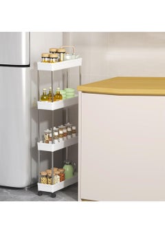 spa luxetique Slim Rolling Storage Cart 4 Tier Bathroom Organizer Mobile Shelving Unit Utility Cart Tower Rack for Kitchen Laundry Narrow Places, White  - Image 4