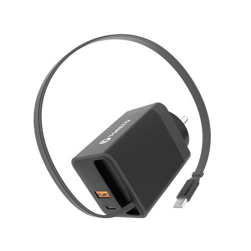 Toreto Velo Flex 50W Fast Charger with Retractable Attached Type-C Cable | PD + PPS 2.0 | SuperVOOC Support | Dual Output Wall Charger for Smartphones & Tablets - Image 1