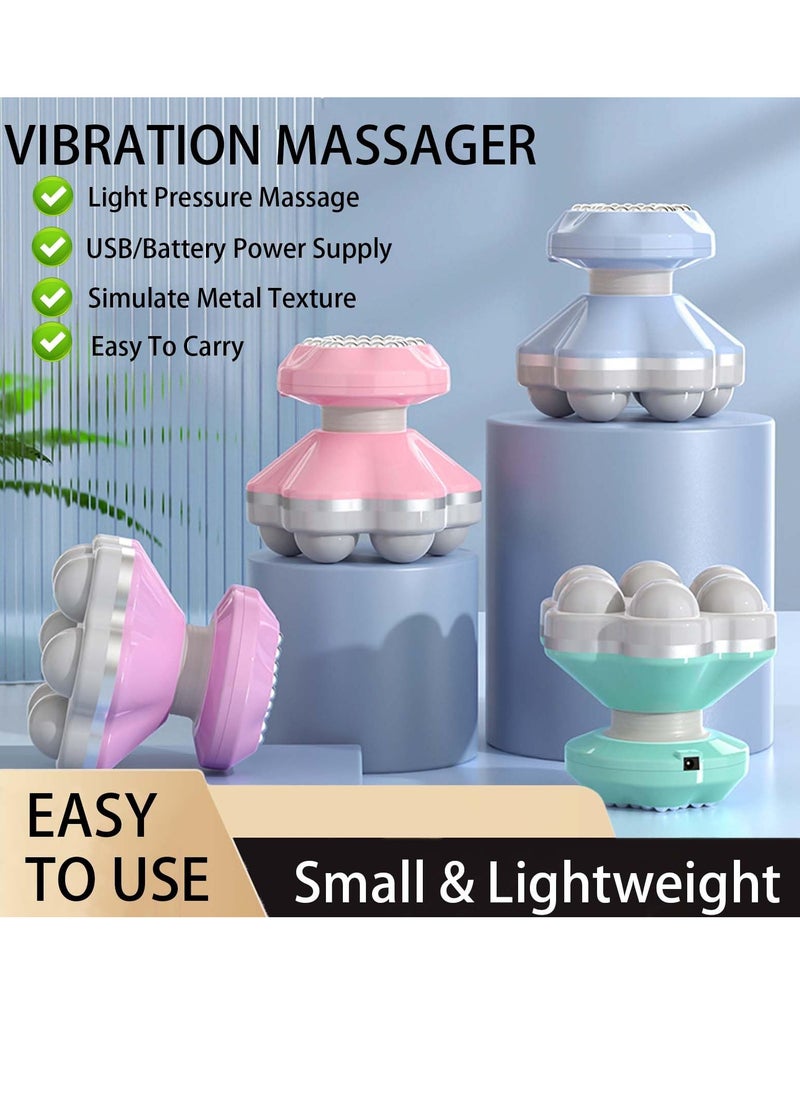SYOSI - Mini Handheld Massager Portable Cordless Electric Vibrating Massager USB Rechargeable Handheld Massager Wand 6 Massage Heads for Shoulders Legs Muscle Relief & Relaxation Blue - Image 1