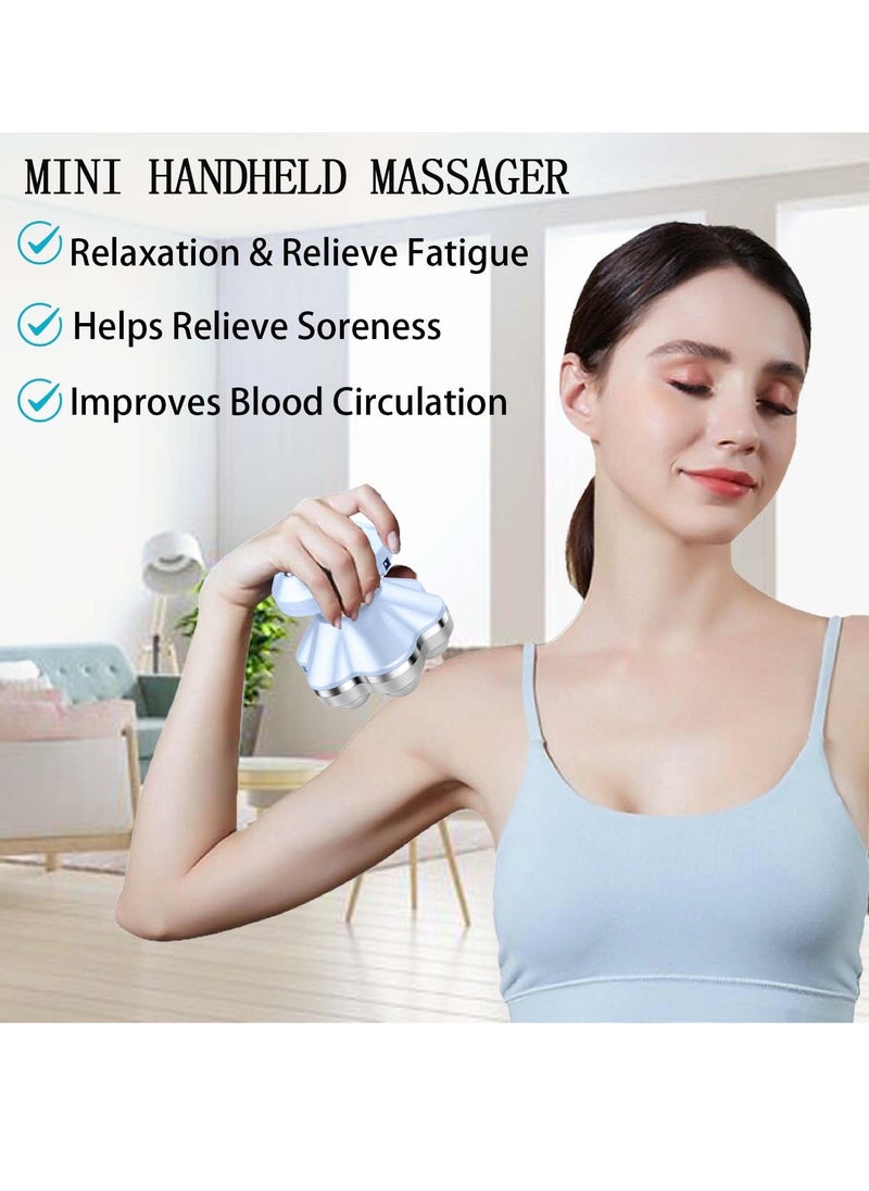 SYOSI - Mini Handheld Massager Portable Cordless Electric Vibrating Massager USB Rechargeable Handheld Massager Wand 6 Massage Heads for Shoulders Legs Muscle Relief & Relaxation Blue - Image 1