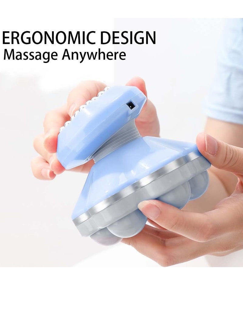 SYOSI - Mini Handheld Massager Portable Cordless Electric Vibrating Massager USB Rechargeable Handheld Massager Wand 6 Massage Heads for Shoulders Legs Muscle Relief & Relaxation Blue - Image 1