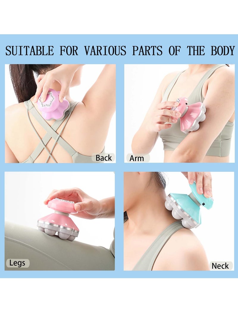 SYOSI - Mini Handheld Massager Portable Cordless Electric Vibrating Massager USB Rechargeable Handheld Massager Wand 6 Massage Heads for Shoulders Legs Muscle Relief & Relaxation Blue - Image 1