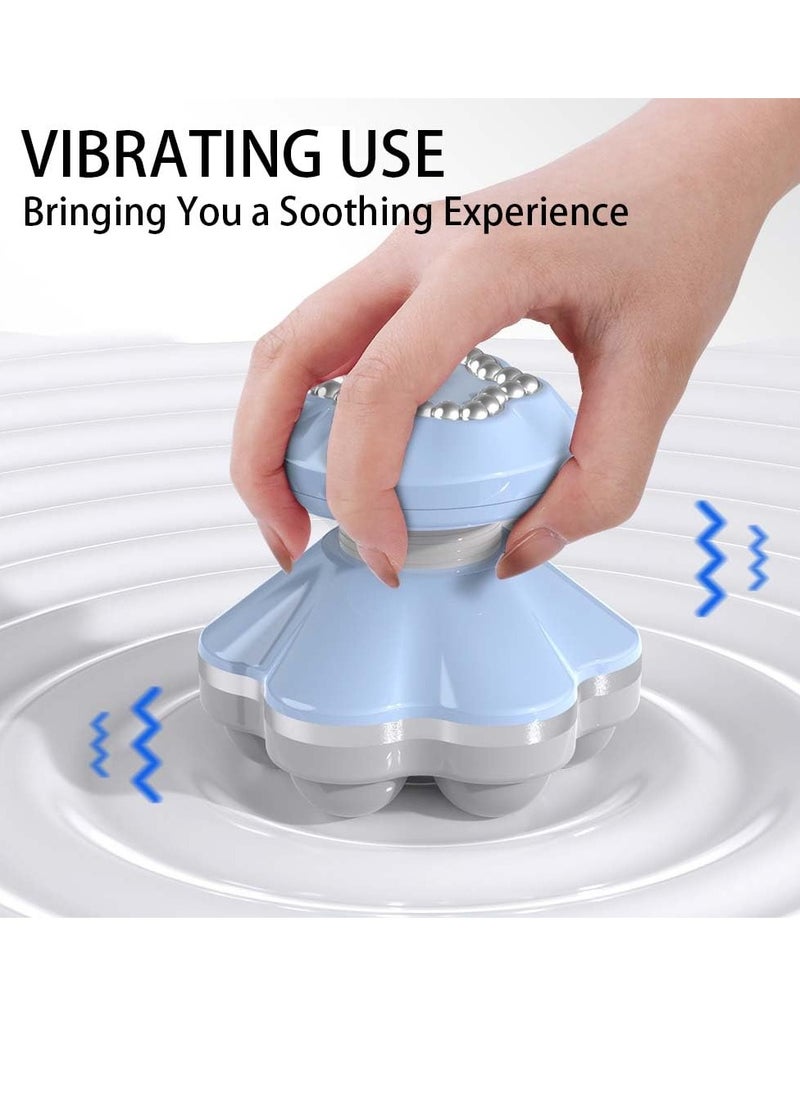 SYOSI - Mini Handheld Massager Portable Cordless Electric Vibrating Massager USB Rechargeable Handheld Massager Wand 6 Massage Heads for Shoulders Legs Muscle Relief & Relaxation Blue - Image 1