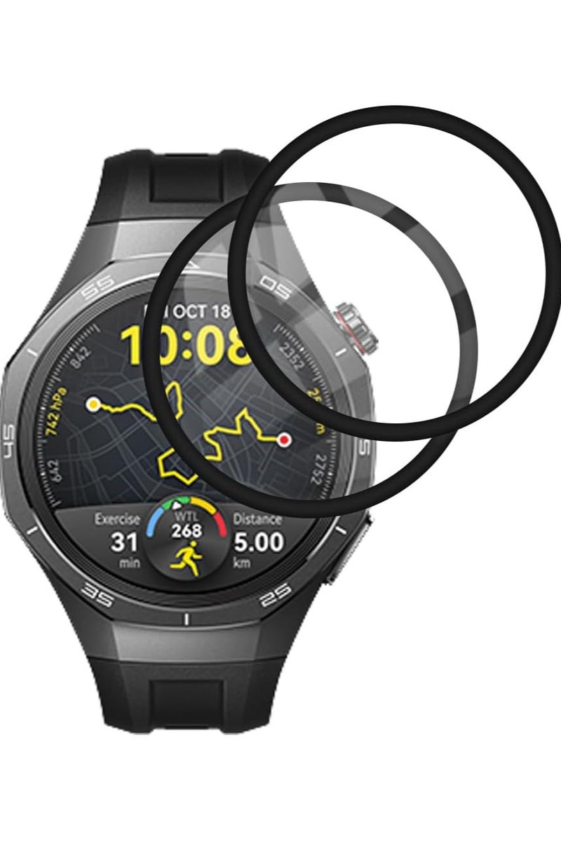 شاشة حماية بتغطية كاملة ثلاثية الأبعاد بدرجة صلابة 5H ومناسبة للاستخدام مع الجراب بشفافية فائقة HD، مقاومة للخدوش لساعة هواوي GT 5 برو 46 ملم، عبوتين