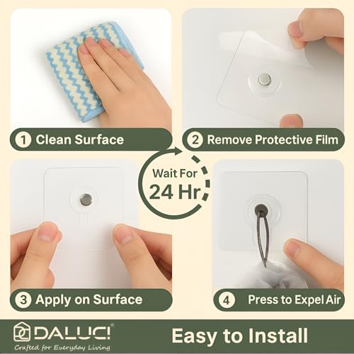 DALUCI Self Adhesive Wall Hooks 10 Pcs – Heavy Duty Hooks for Wall Heavy Items | Photo Frame Hooks Without Drilling | Nail Free Sticky Hook for Hanging Frames, Clocks, Keys (Photo Frame Hook, 10) - Image 3