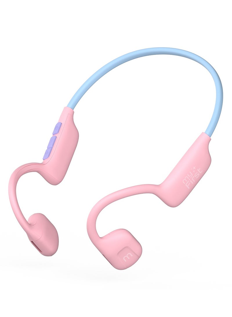 myFirst AirWaves Wireless Headphones | Kids Safe Air Conduction Bluetooth Headphones, 85dB Volume Safe, Open Ear Design, Comfortable, Ultra LightWeight, IPX5, 14 Hrs Playtime - Pink - Image 5