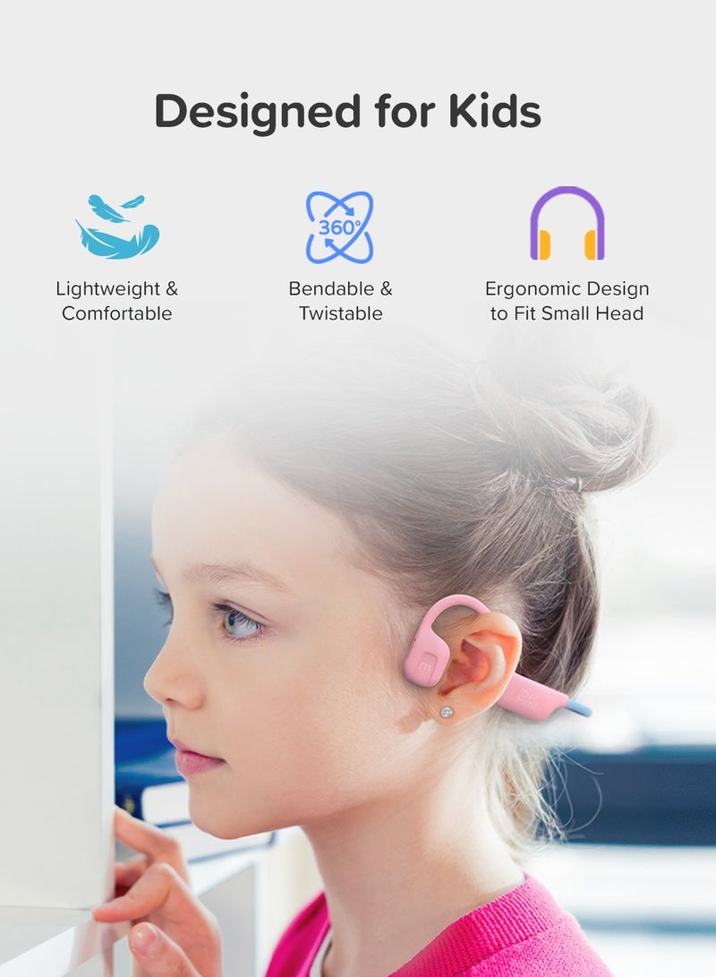 myFirst AirWaves Wireless Headphones | Kids Safe Air Conduction Bluetooth Headphones, 85dB Volume Safe, Open Ear Design, Comfortable, Ultra LightWeight, IPX5, 14 Hrs Playtime - Pink - Image 3